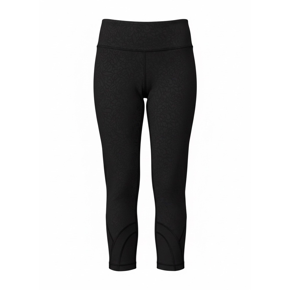 Lululemon Run Inspire Crop II Petal Camo Embossed Black Leggings, Size 6